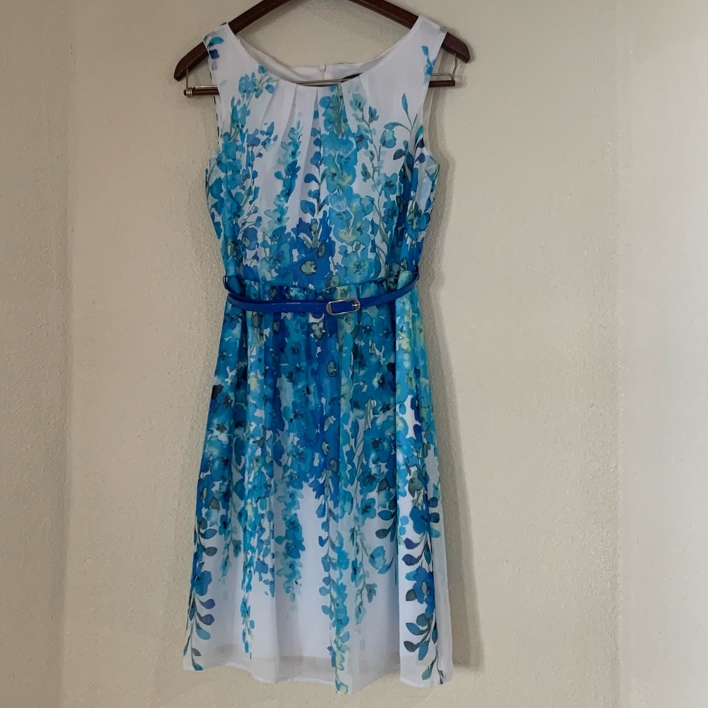 Blue and white floral dress